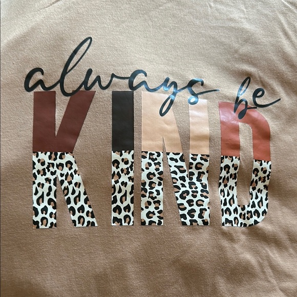 Brown Graphic T-Shirt with 'Always Be Kind' Print - Picture 2 of 3